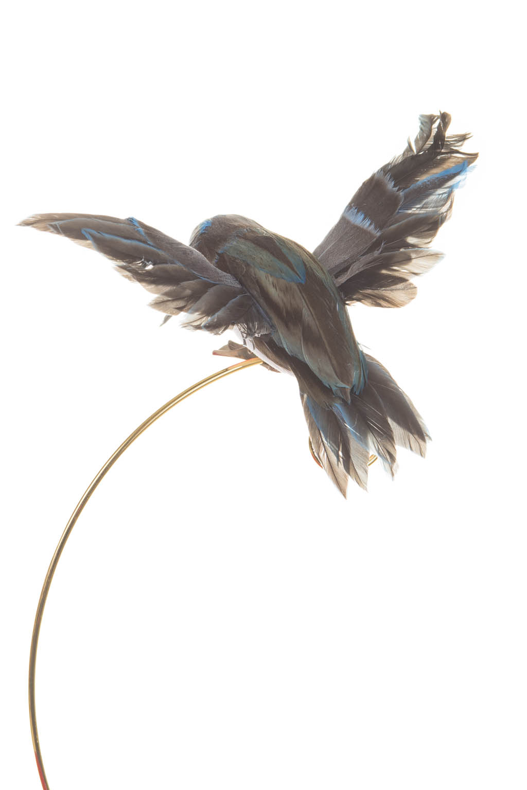 Adventurous Flying Gray and White Clip-on Hummingbird Ornament - Image 2