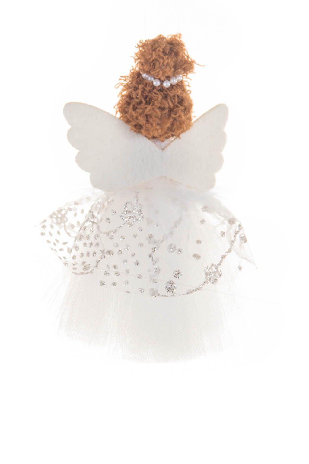 Hangable Pink and Gold Pearlines Dazzling Angel Ornament with Jeweled Fur Neckline - Image 4