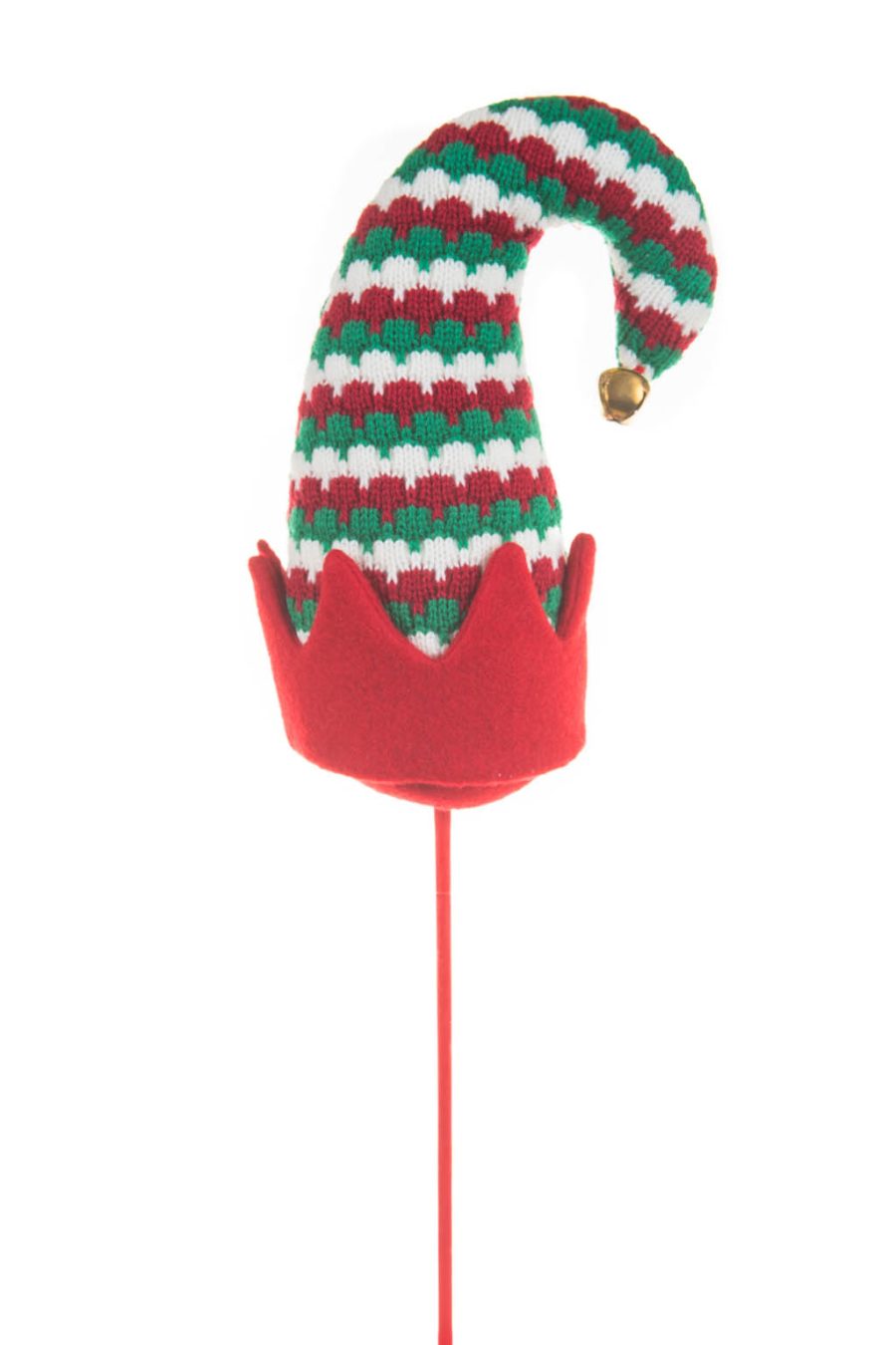 Hangable Red Striped Jinglebell Elf Hat Tree Pick