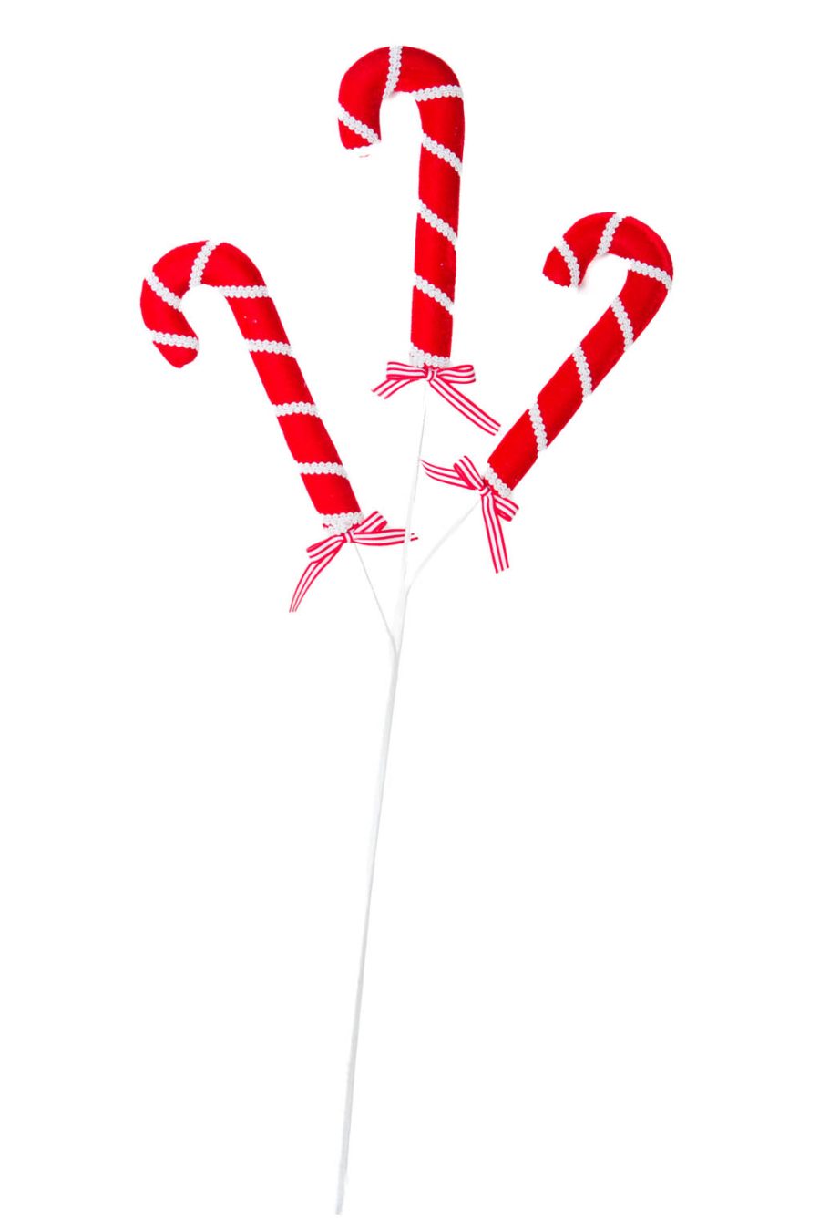 Red and White Candycane Candycane Tree Pick with Wrapped Stem