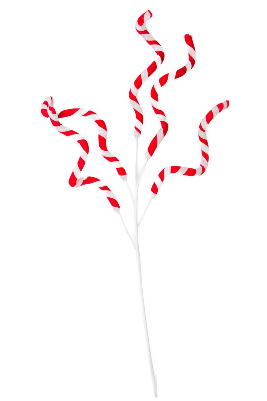 Red and White Candycane Candycane Tree Pick with Wrapped Stem