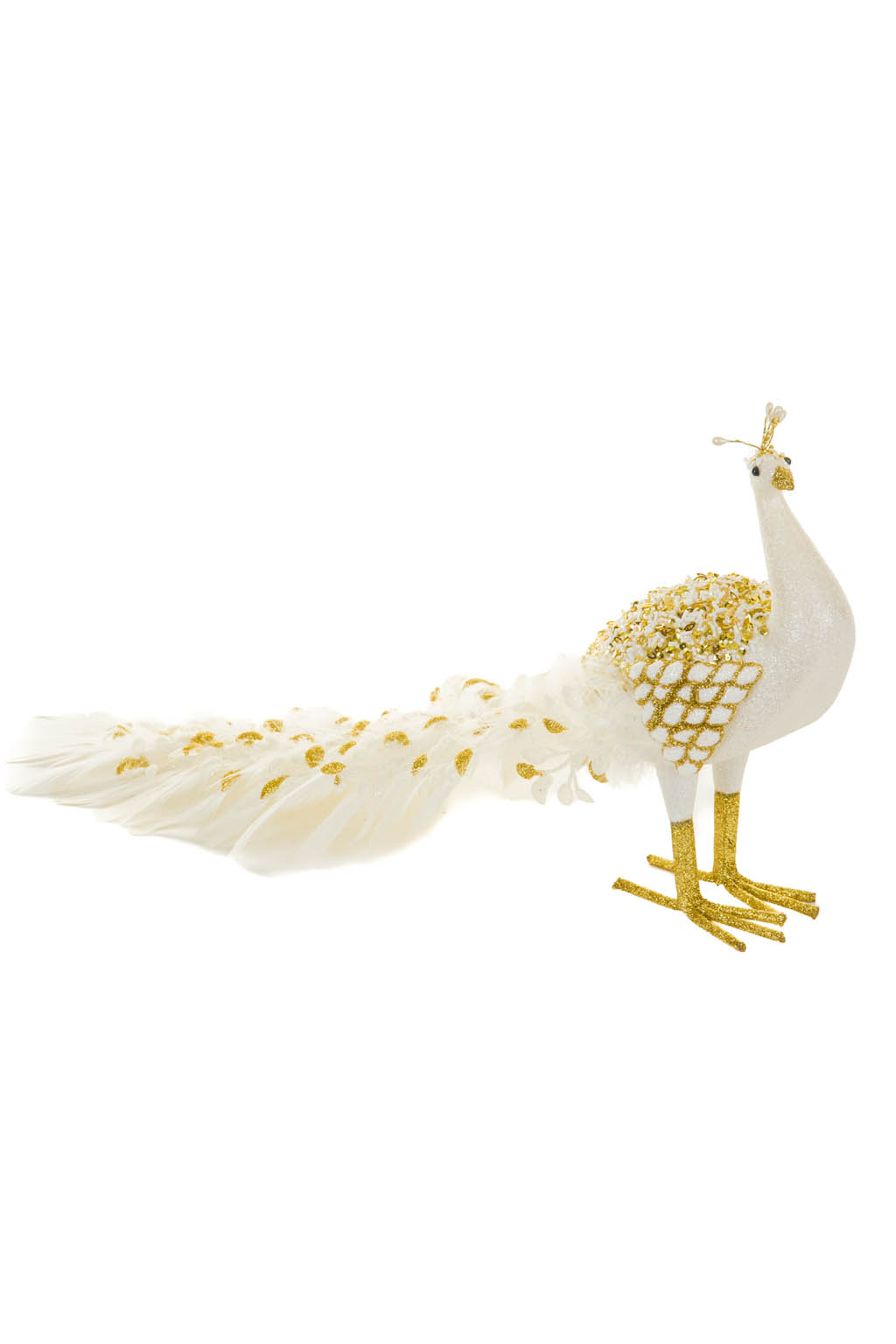 White and Gold Peacock with Decorated Feathers - Image 2