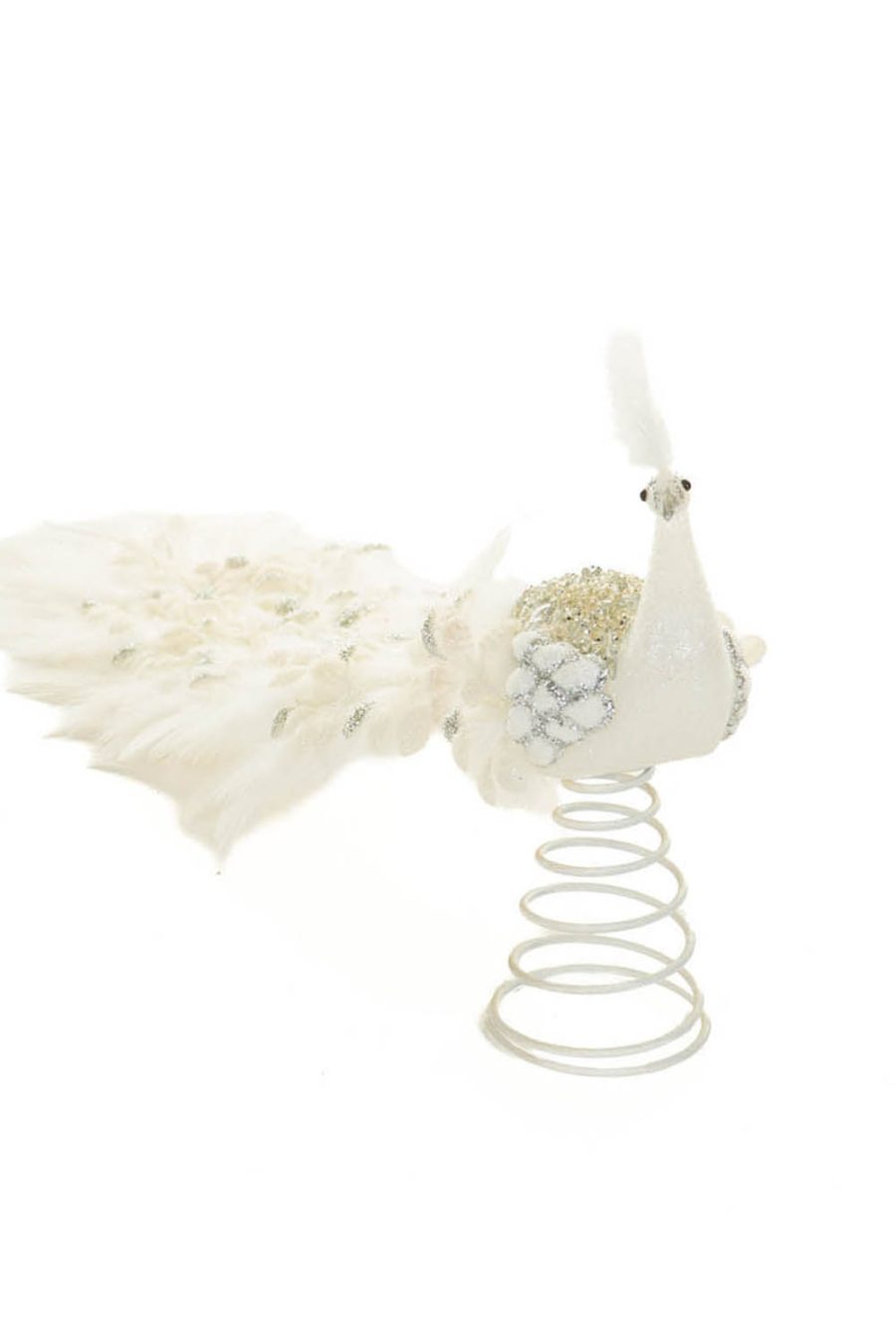 White and Silver Glittery Peacock with Decorated Feathers