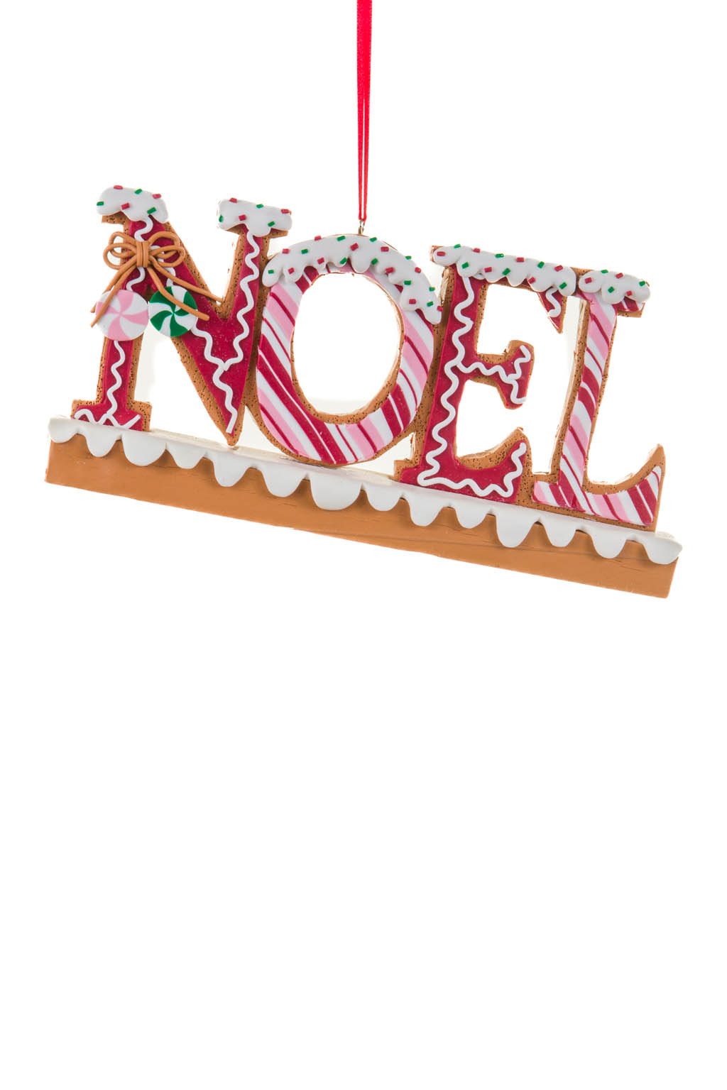 Jolly Hanging Brown and White Candycane No?l Sign Ornament