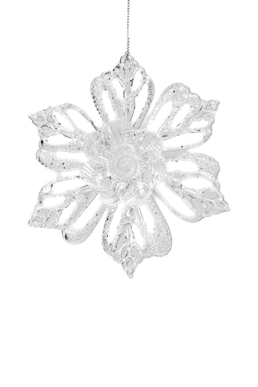 Lovely Glittery Hanging Clear Flower Ornament