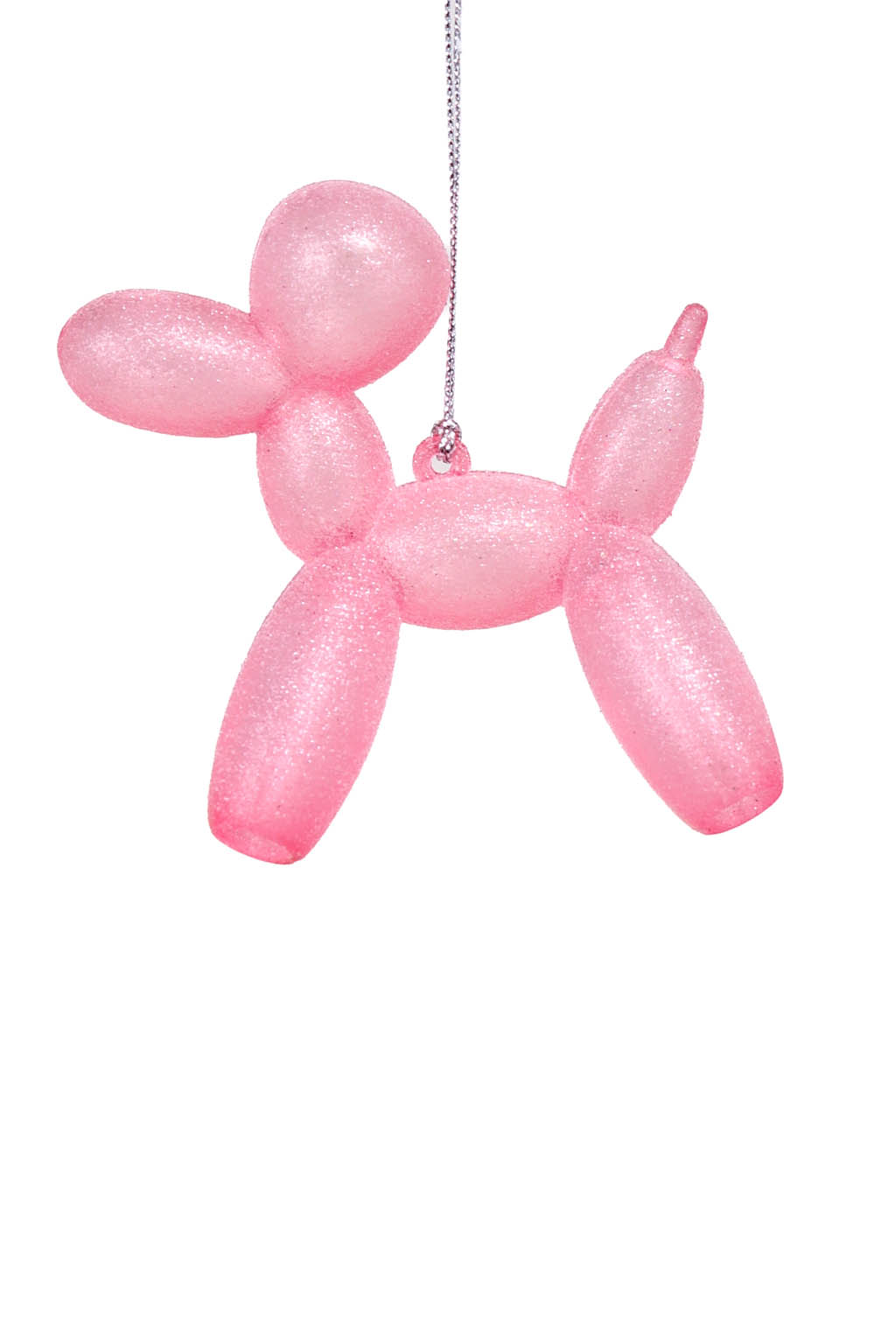 Charming Glittery Hangable Baby Pink Balloon Poodle Ornament