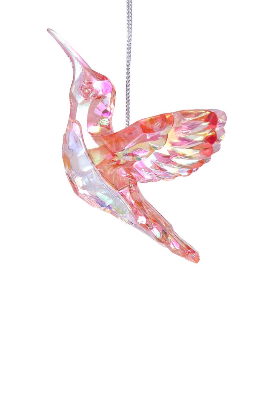 Angelic Hanging Pink Iridescent Soaring Bird Ornament