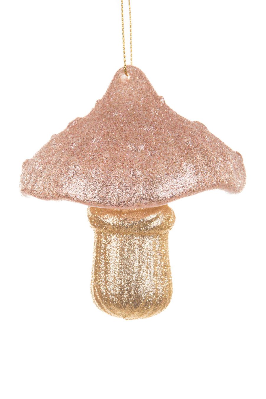 Extravagant Hangable Champagne and Gold Acrylic Mushroom Ornament