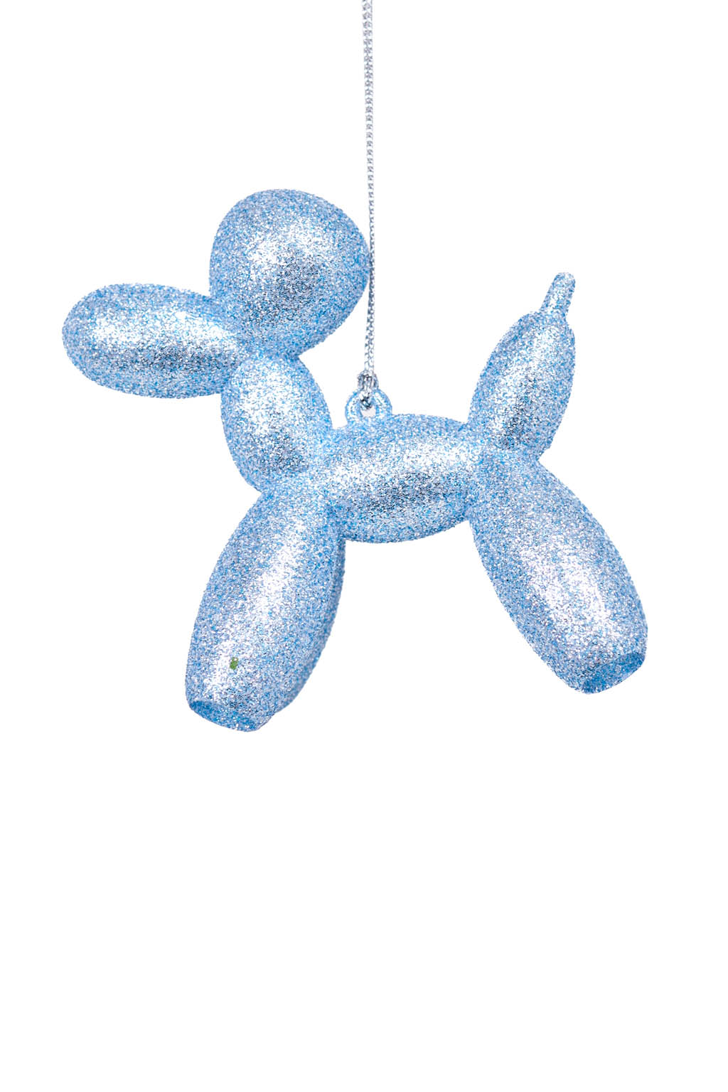 Charming Glittery Hangable Cerulean Balloon Poodle Ornament in Shiny Coating