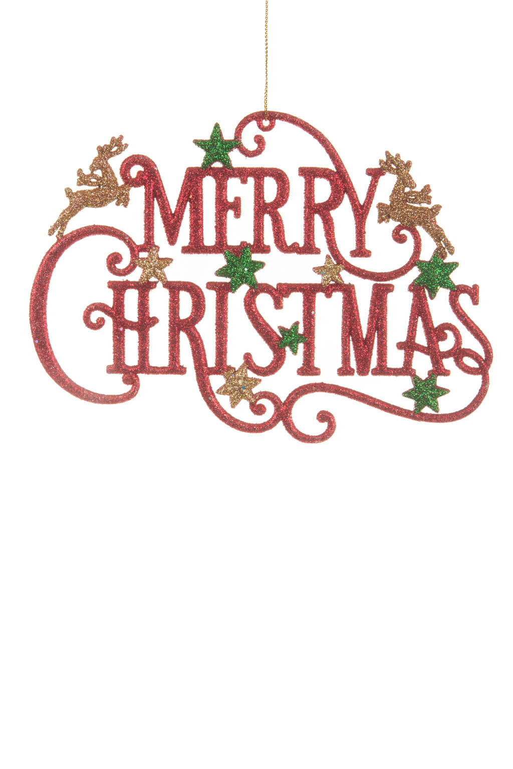 Glittery Hangable Traditional Red Winter Acrylic Merry Christmas Sign Ornament