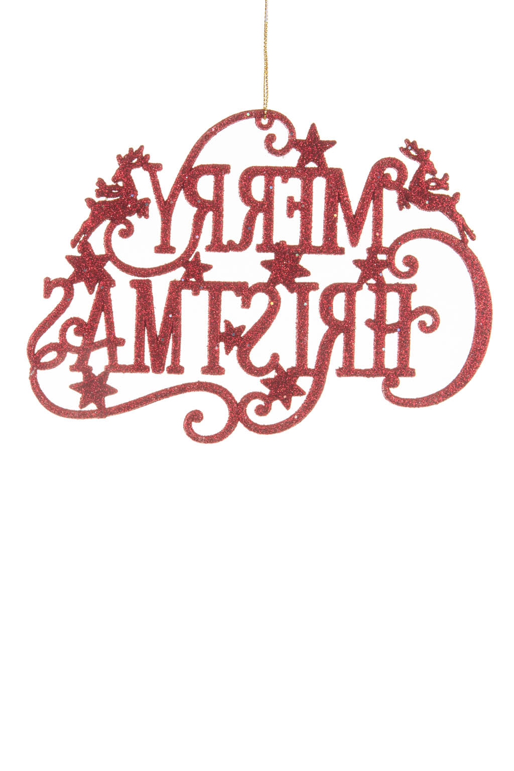 Glittery Hangable Traditional Red Winter Acrylic Merry Christmas Sign Ornament - Image 2