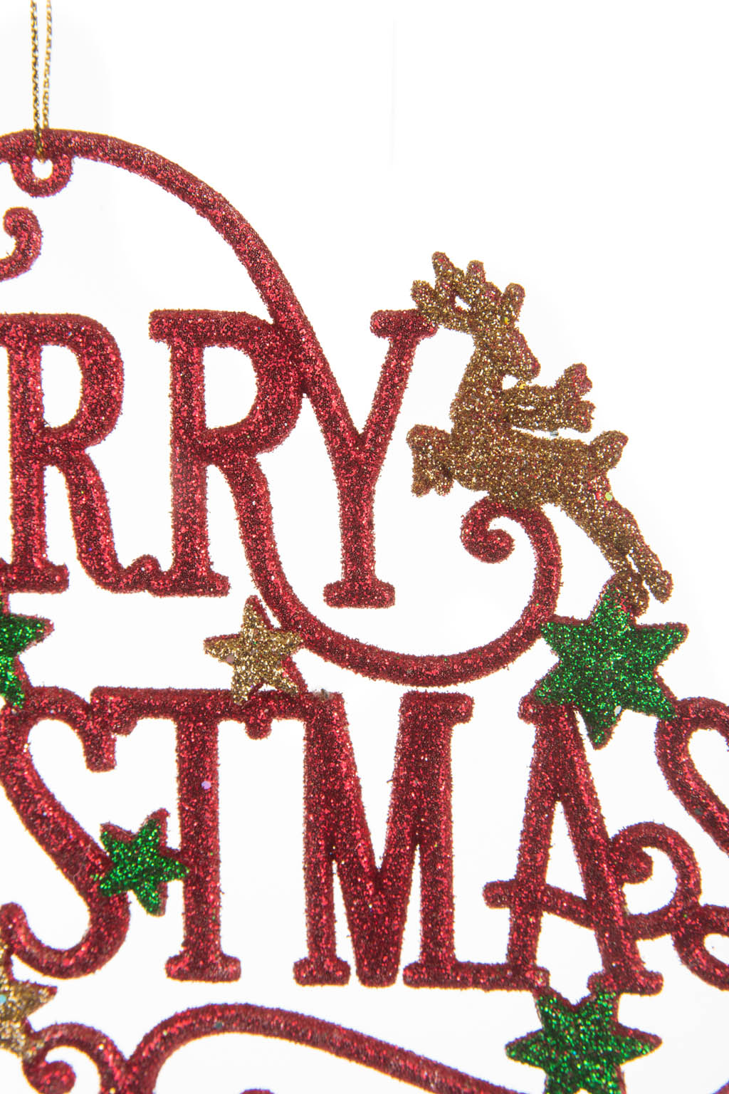 Glittery Hangable Traditional Red Winter Acrylic Merry Christmas Sign Ornament - Image 3