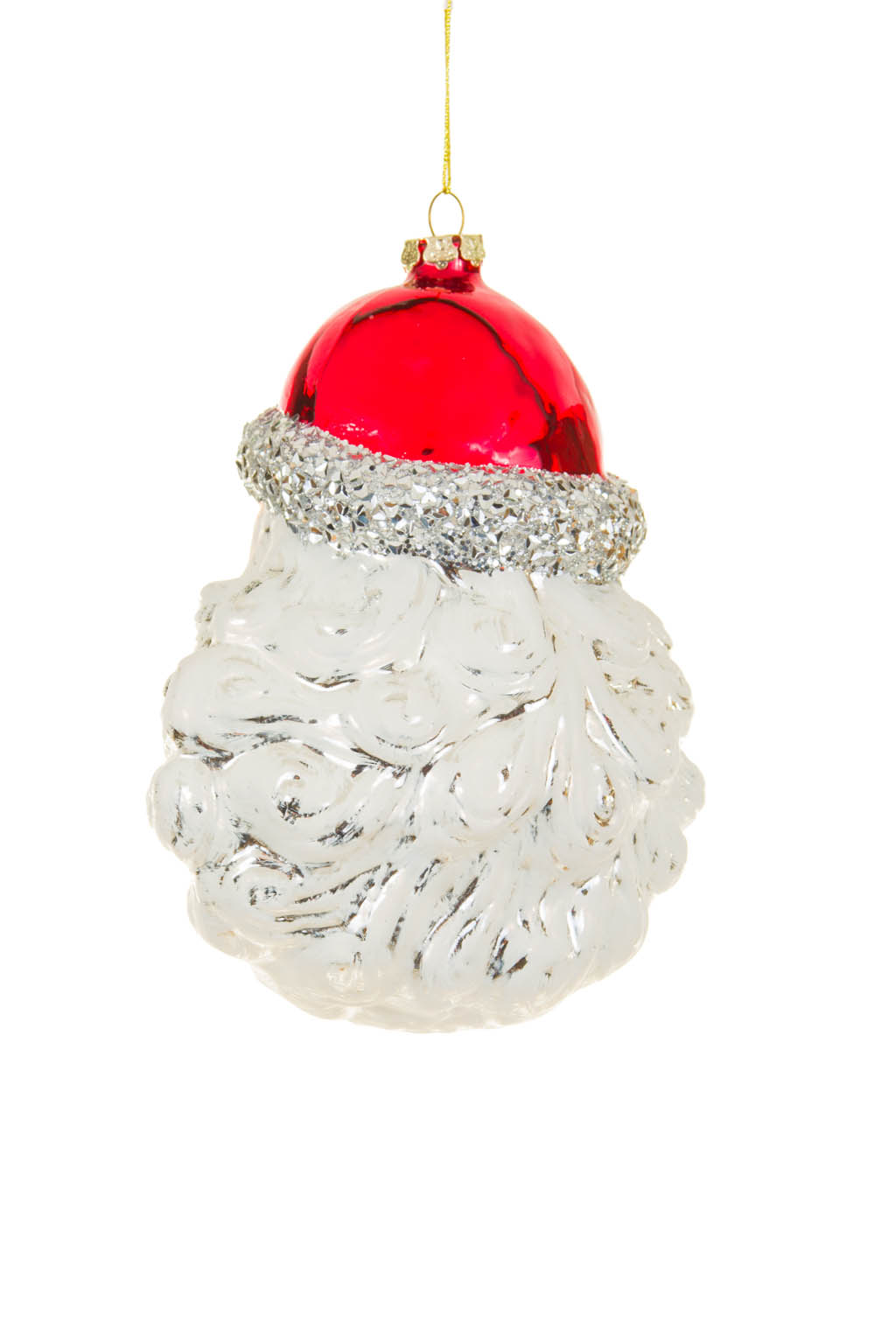 Festive Hangable White and Red Jolly Santa Claus Head with Mistletoe - Image 2