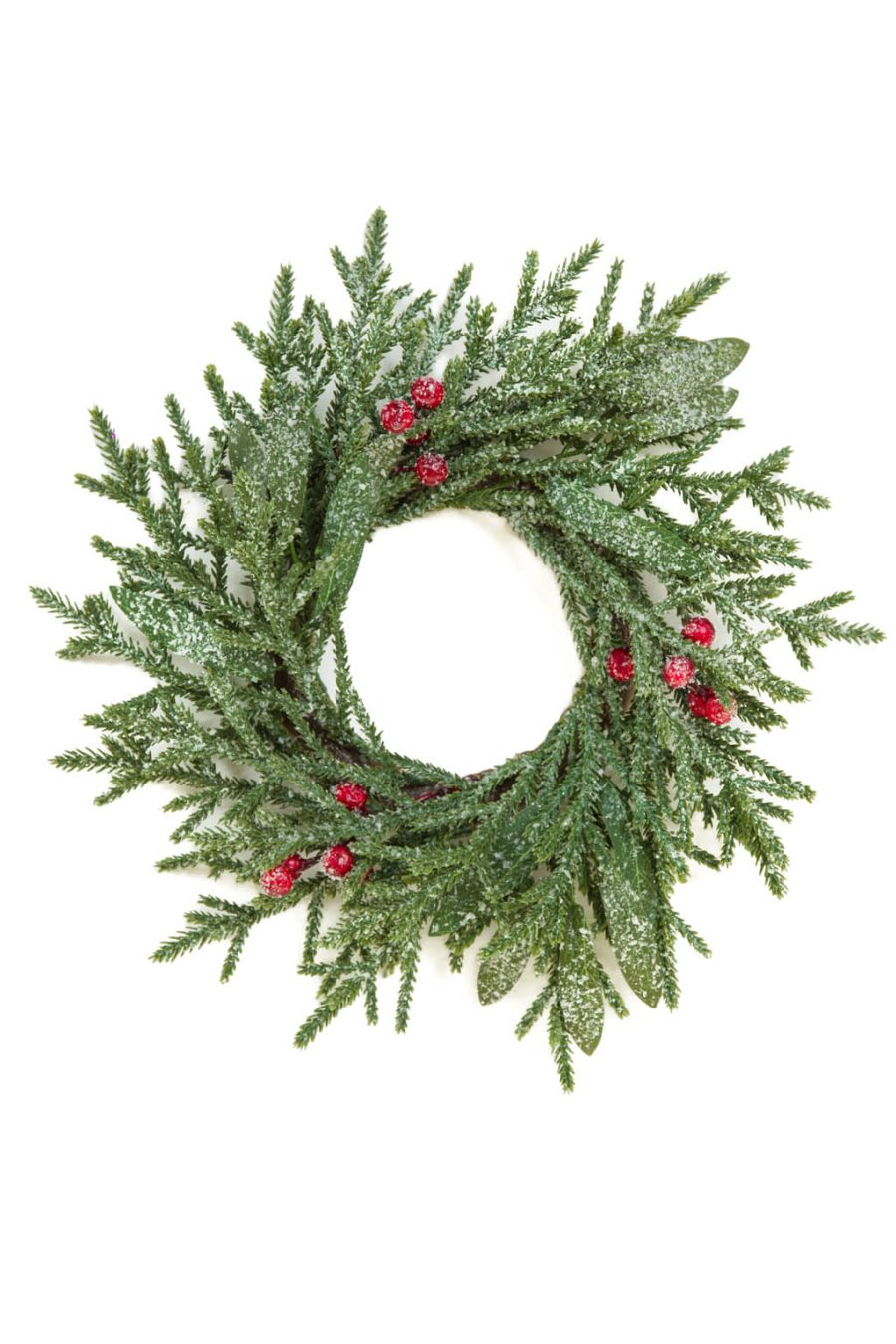 Hangable Green Sequin Mini Wreath with Frosted Red Berries