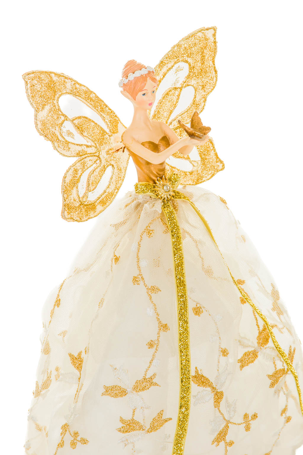 Glittery White and Gold Graceful Angel Tree Topper - Image 6