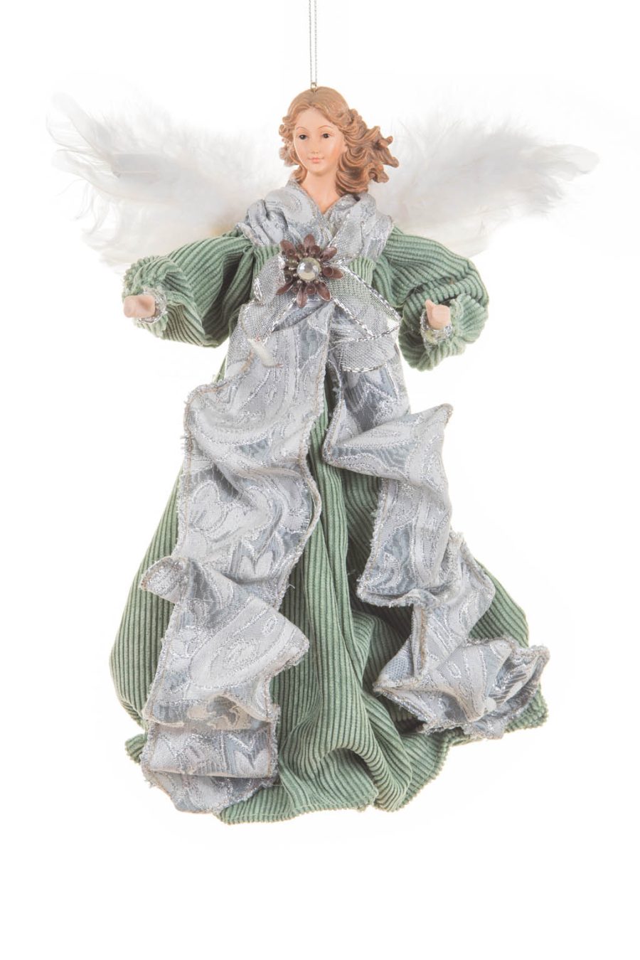 Smiling Hanging Mint and Gray Polyster Graceful Angel
