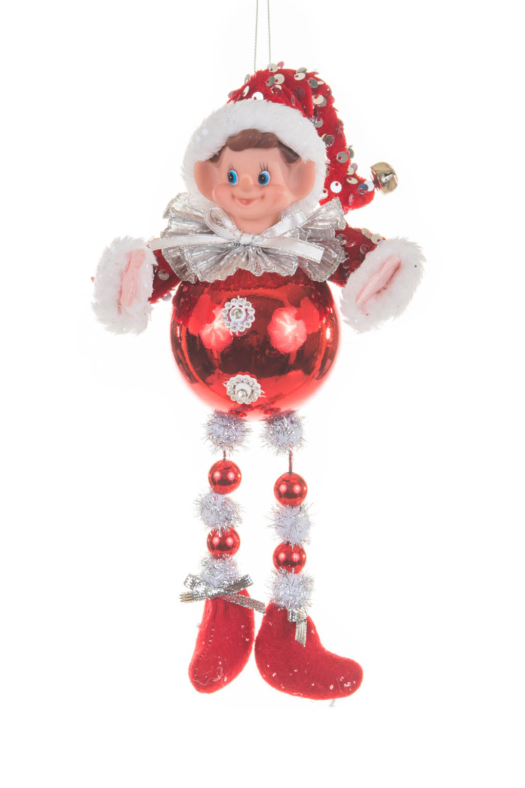 Hangable Red and Silver Bowtie Elf