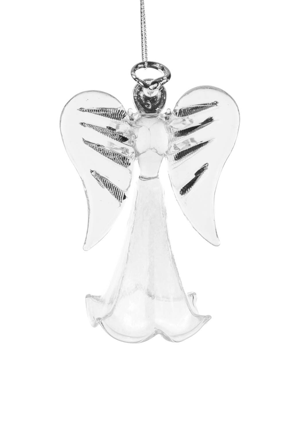Hangable Clear Somber Angel Ornament with a Flute - Image 2
