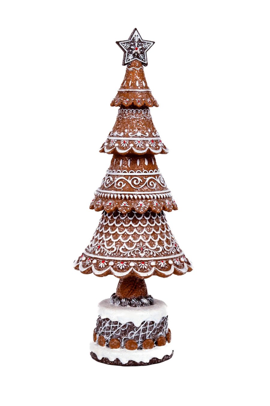 Beautiful Sitting Brown and White Gingerbread Tree with Sequins and Base
