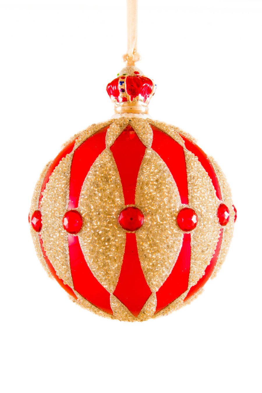 Extravagant Hanging Red and Silver Sequin Royal Ball Ornament in Monarchical Aesthetic