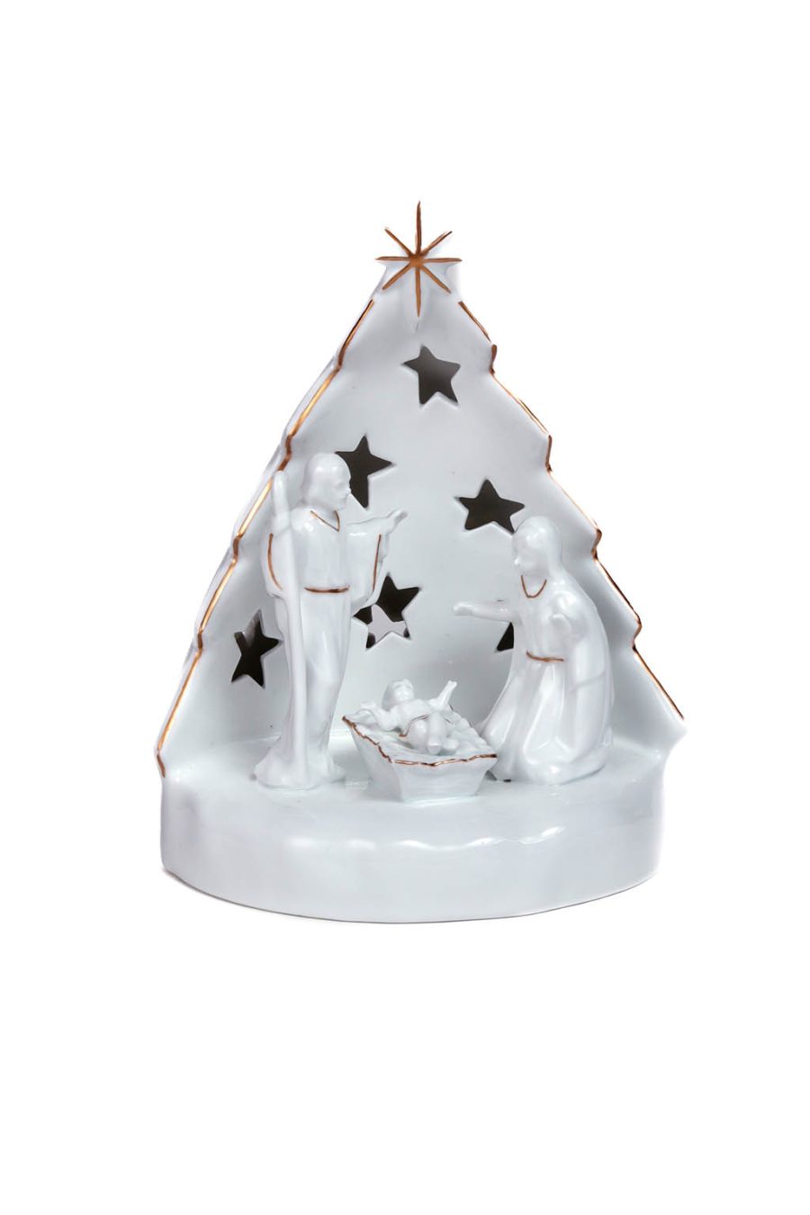 Festive White Nativity Illuminated Display