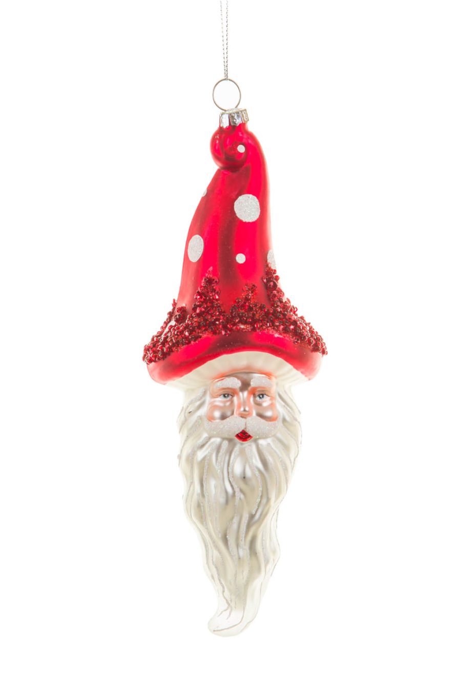 Hanging Red Santa Ornament with a Mushroom Hat