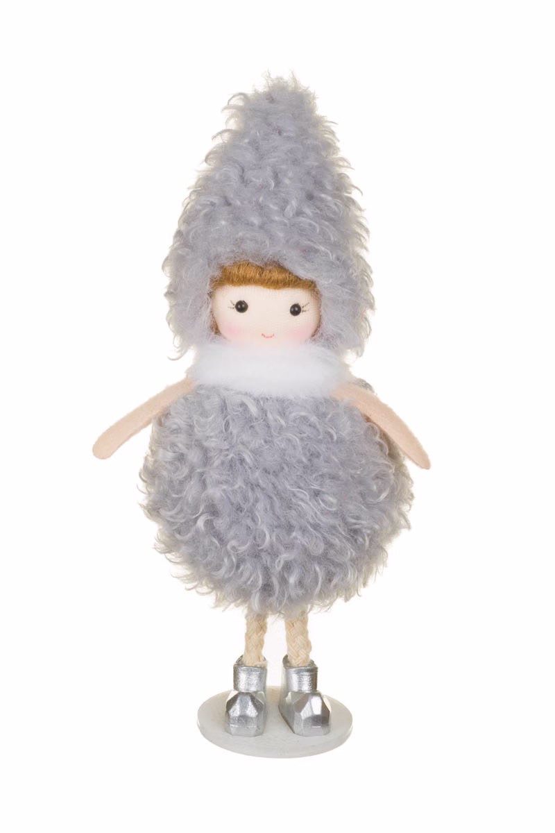 Hangable Gray Puffball Girl Doll