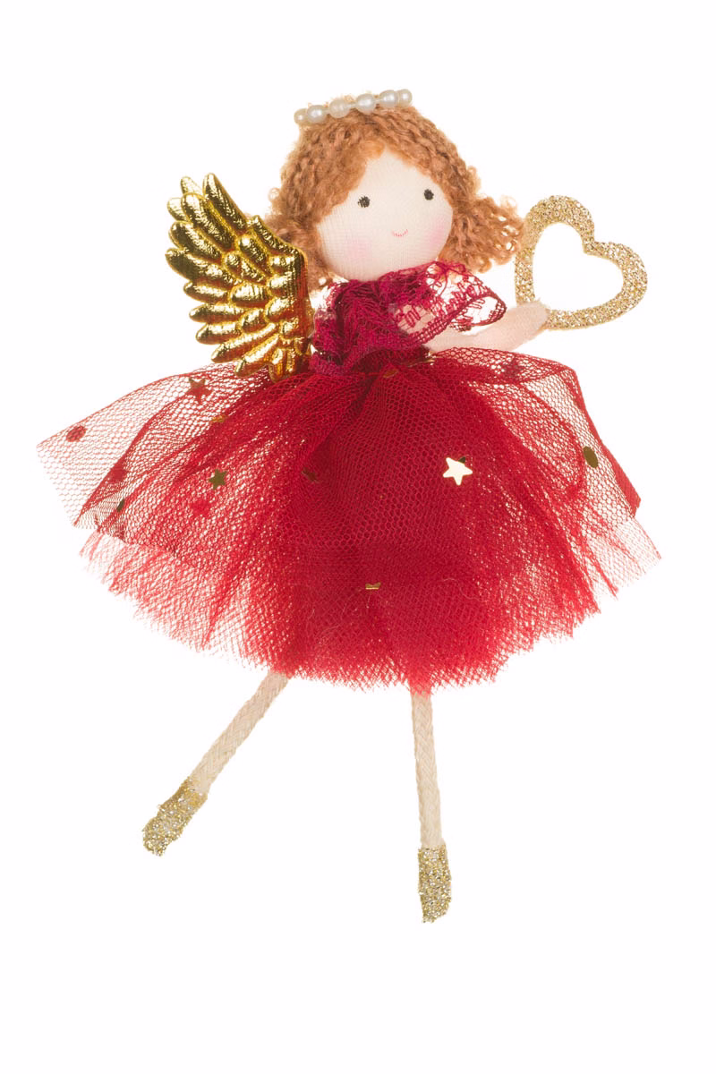 Hanging Red Cherub Girl Doll