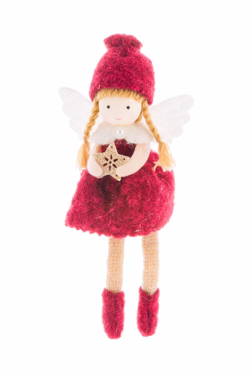 Sitting Burgundy Cherub Girl Doll