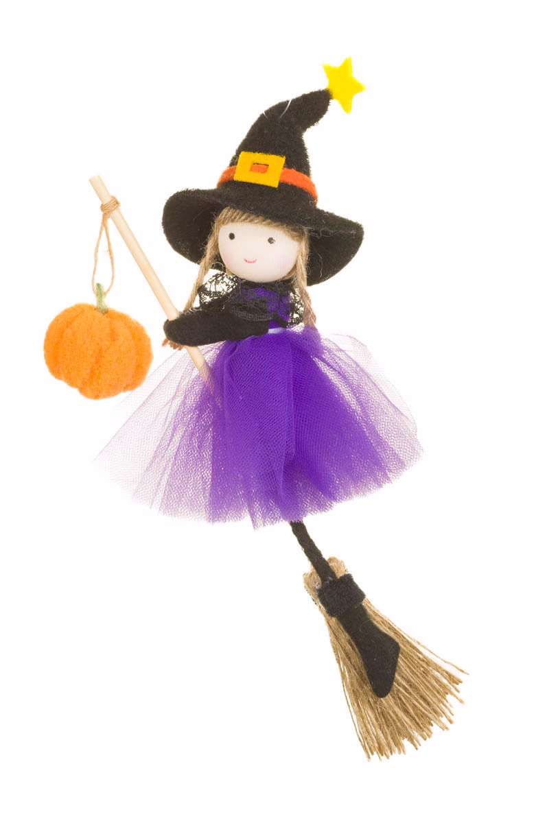 Hanging Purple Flying Witch Girl Doll