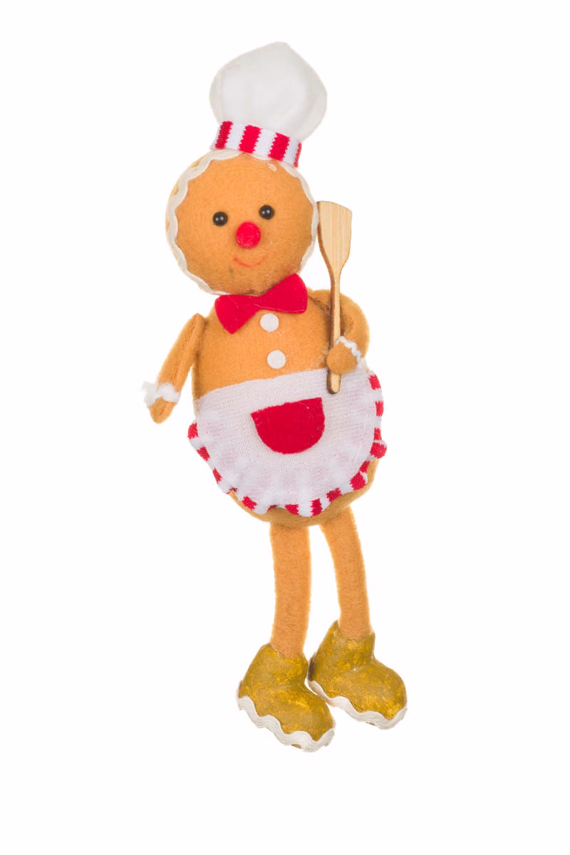 Hanging White Apron Gingerbread Boy Doll
