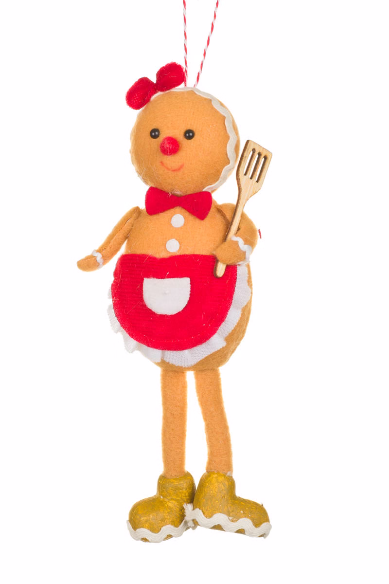 Hanging Red Apron Gingerbread Girl Doll