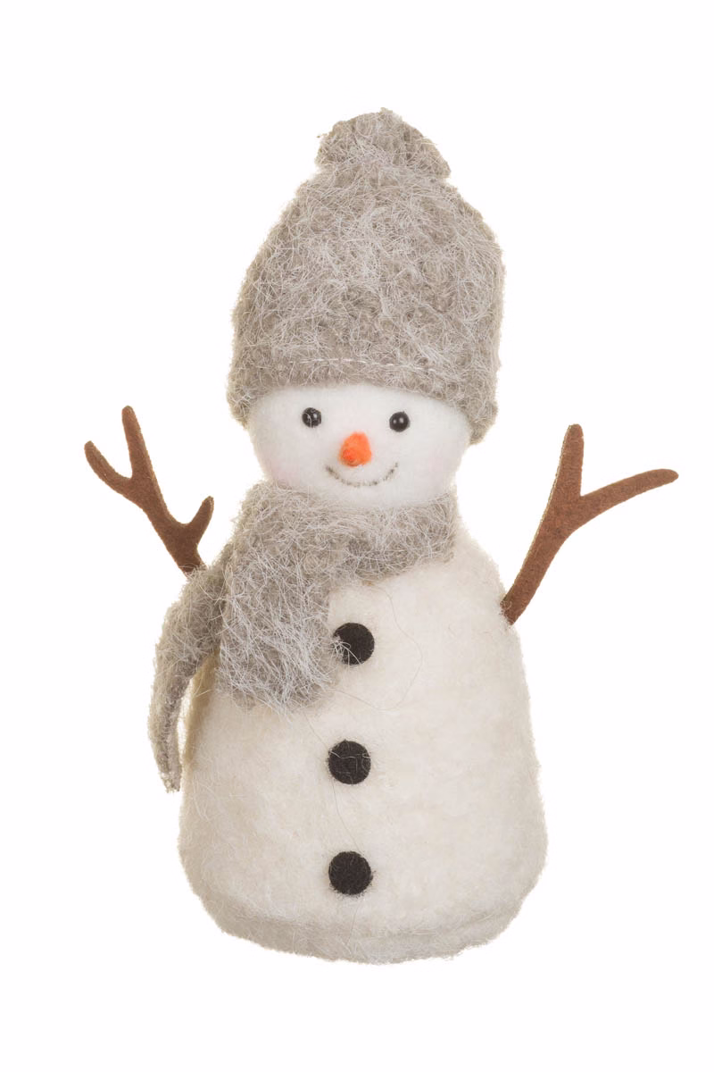 Gray Capped Snowman Doll