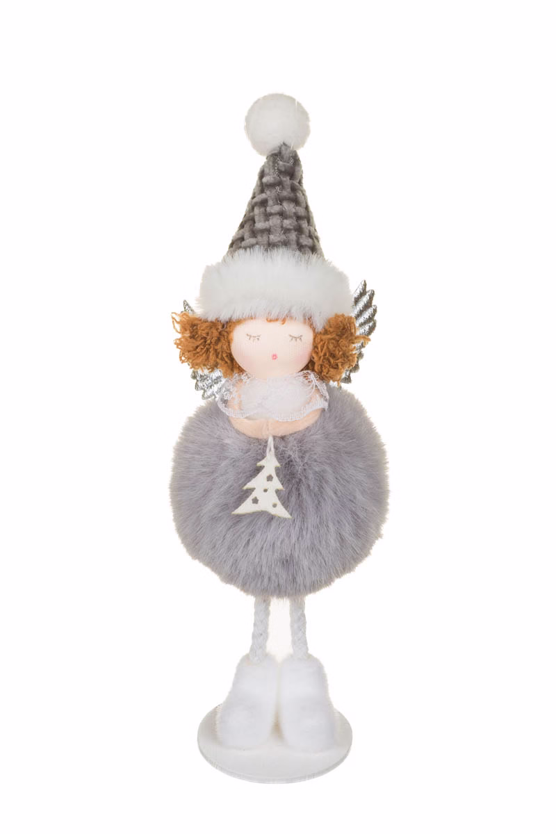 Hangable Gray Puffball Cherub Girl Doll