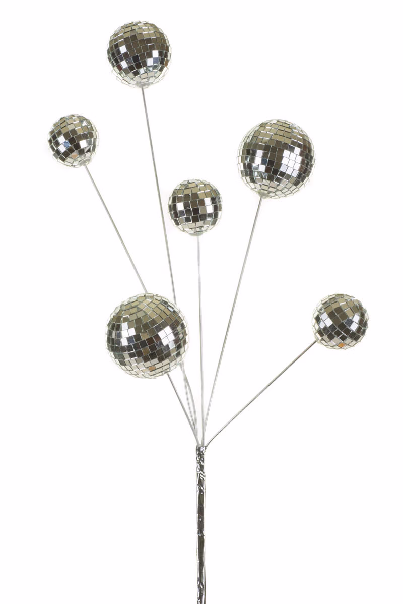 Silver Disco Ball Tree Pick