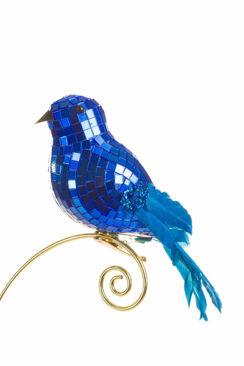 Clip-On Ultramarine Disco Bird Ornament