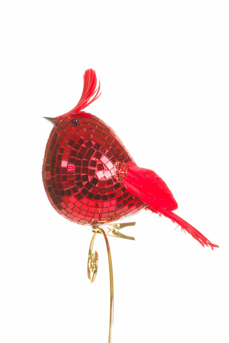 Clip-On Red Disco Cardinal Ornament