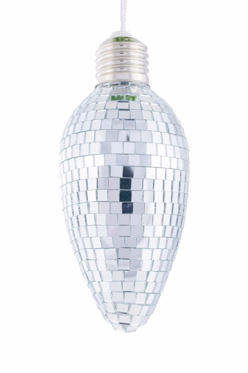 Silver Disco Light Bulb Ornament