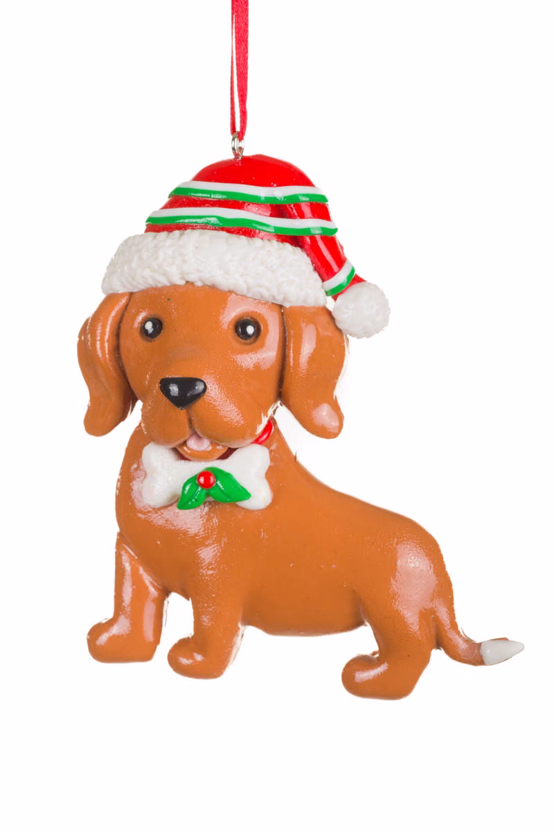 Brown Festive Puppy Ornament
