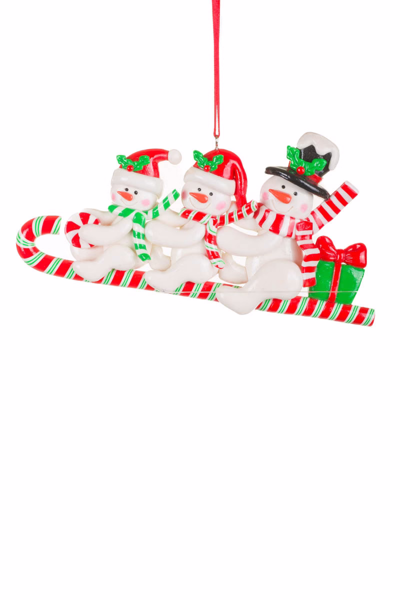 White Sledding Snow Family Ornament