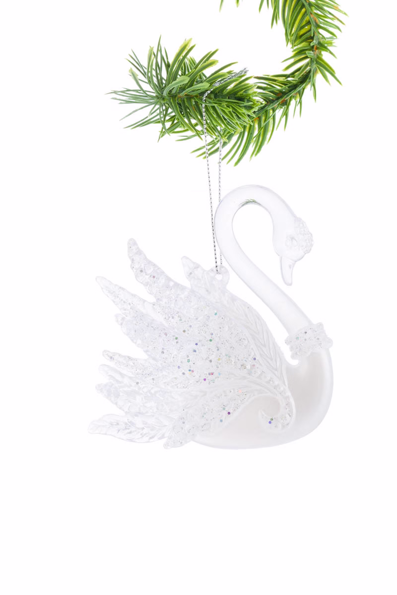 White Resting Swan Ornament