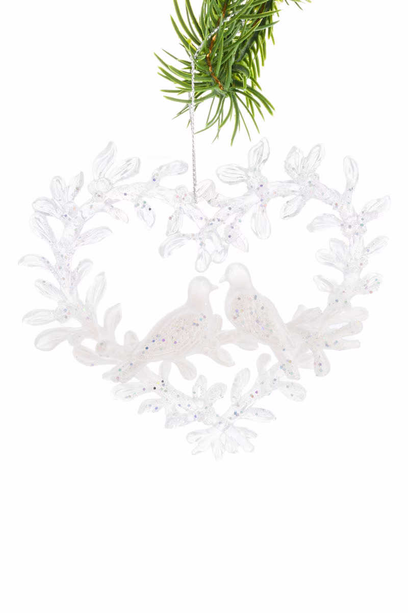 White Heart Wreath Ornament