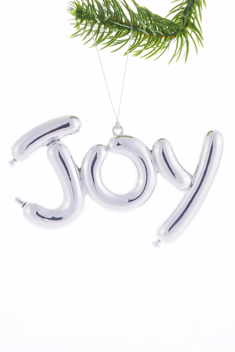 Silver "Joy" Balloon Ornament
