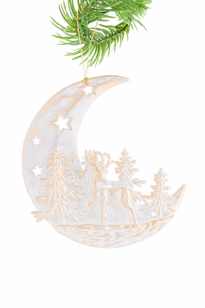 White Crescent Moon Ornament