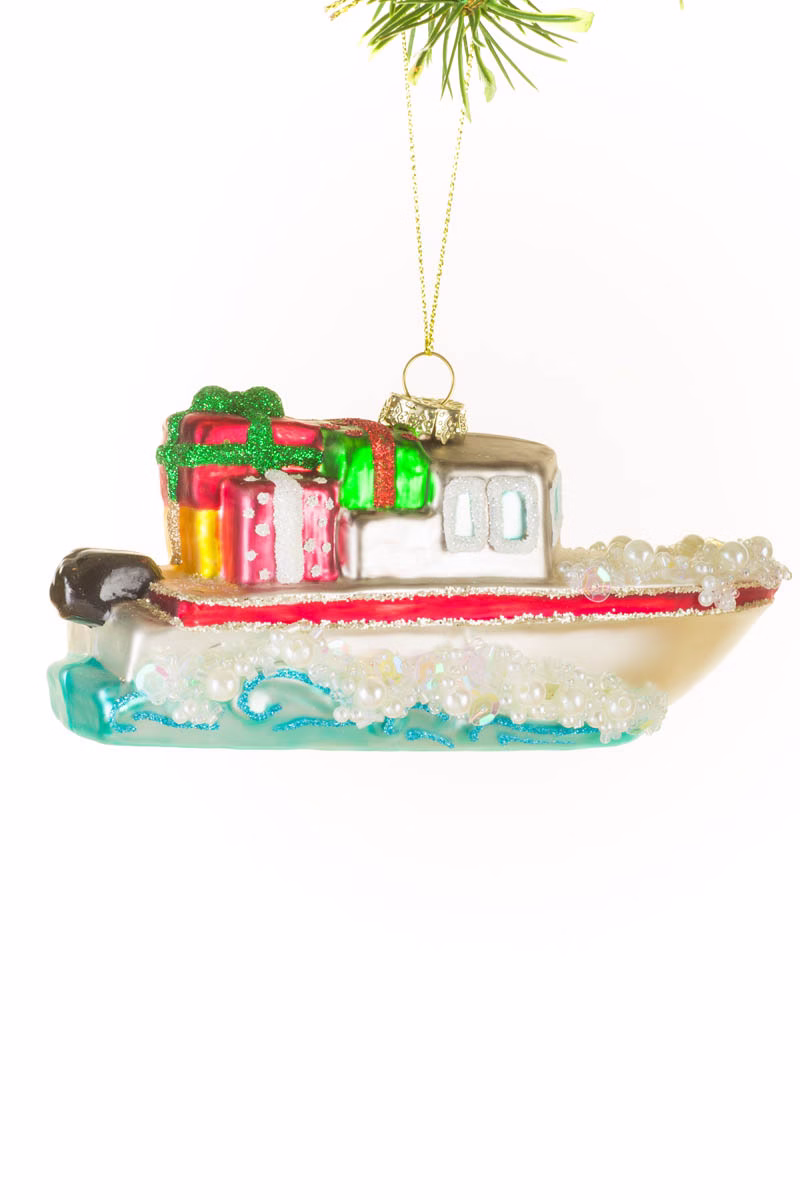 White Boat Ornament