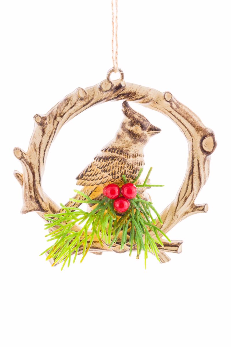 Brown Cardinal Wreath Ornament