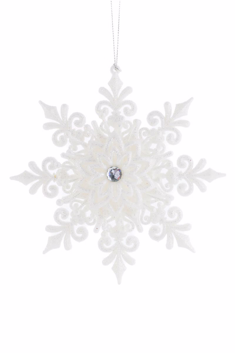 White Finial Snowflake Ornament