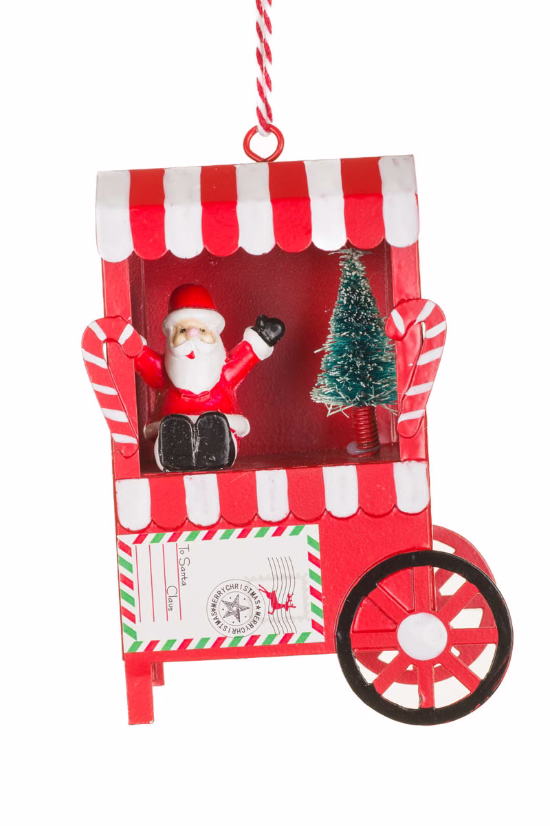 Red Santa's Mail Cart Decoration