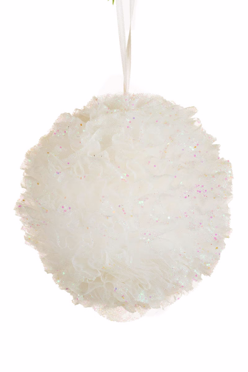 Ivory Puffball Ornament