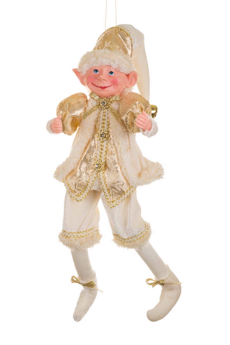 Hangable Ivory Festive Elf